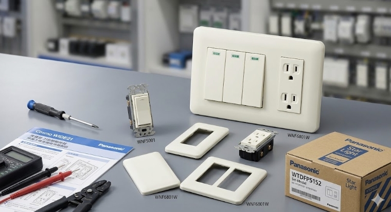 Panasonic 國際牌星光系列 DECO LITE 開關插座，柔光大面板設計，桃園劉駿賢業務站現貨供應
